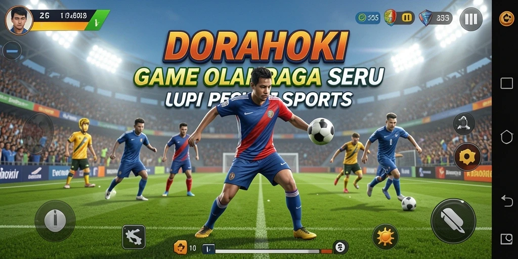 Screenshot gameplay DORAHOKI menampilkan aksi olahraga yang menegangkan.
