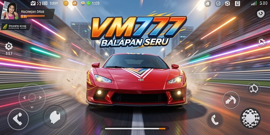 Screenshot permainan VM777 yang menunjukkan aksi balapan yang mendebarkan.